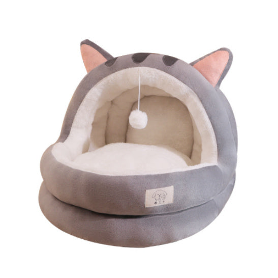 Cozy Cat Nest Bed – Four Seasons Warm, Enclosed Pet House with Soft Fleece Lining