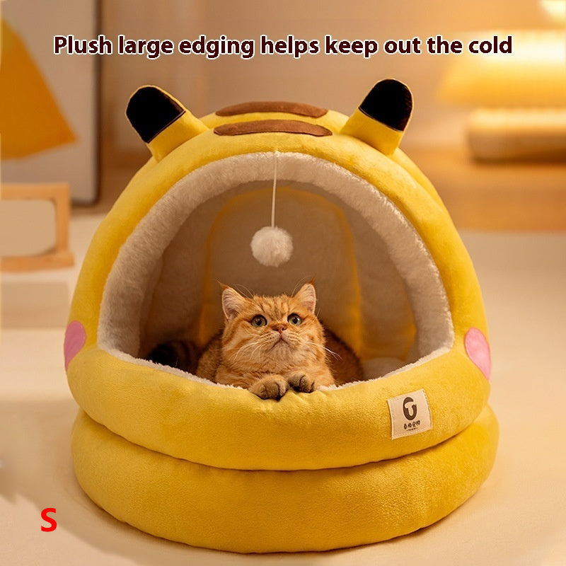 Cozy Cat Nest Bed – Four Seasons Warm, Enclosed Pet House with Soft Fleece Lining