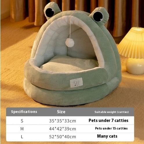 Cozy Cat Nest Bed – Four Seasons Warm, Enclosed Pet House with Soft Fleece Lining