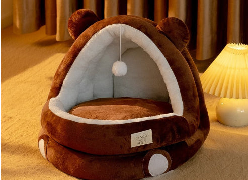 Cozy Cat Nest Bed – Four Seasons Warm, Enclosed Pet House with Soft Fleece Lining