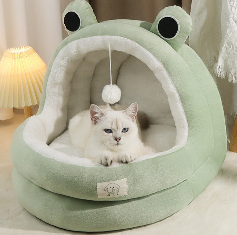 Cozy Cat Nest Bed – Four Seasons Warm, Enclosed Pet House with Soft Fleece Lining