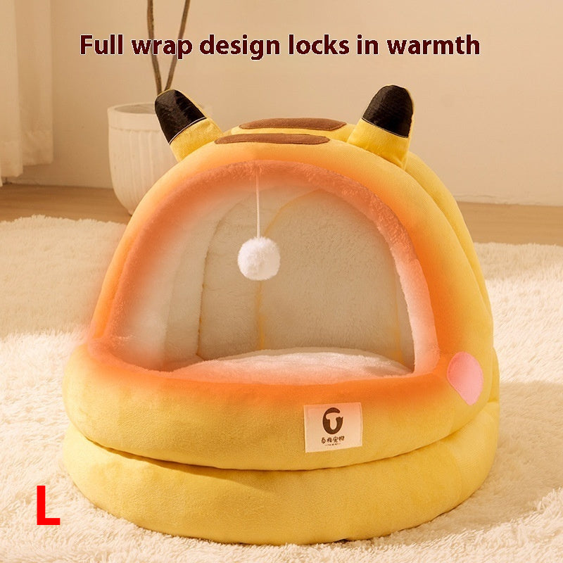 Cozy Cat Nest Bed – Four Seasons Warm, Enclosed Pet House with Soft Fleece Lining