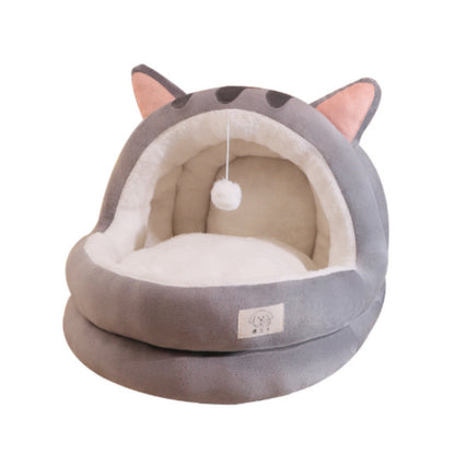 Cozy Cat Nest Bed – Four Seasons Warm, Enclosed Pet House with Soft Fleece Lining