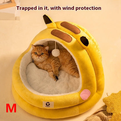 Cozy Cat Nest Bed – Four Seasons Warm, Enclosed Pet House with Soft Fleece Lining