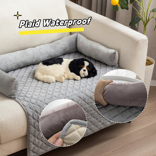 Pet Sofa Bed – Large Dog Cushion & Cat Bed with Furniture Protector